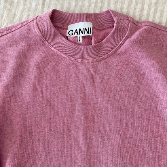 NWOT Ganni pink balloon sleeve sweatshirt small - Picture 3 of 3